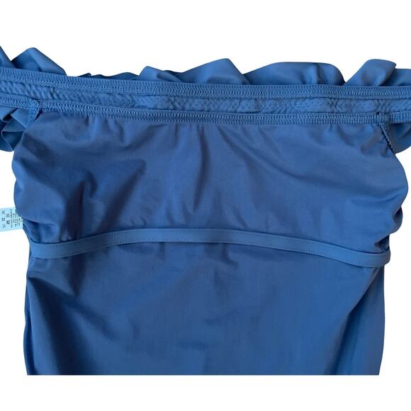 Karla Colletto Mondria Off Shoulder One Piece Swimsuit in Denim Blue - Size 6 - Picture 8 of 16